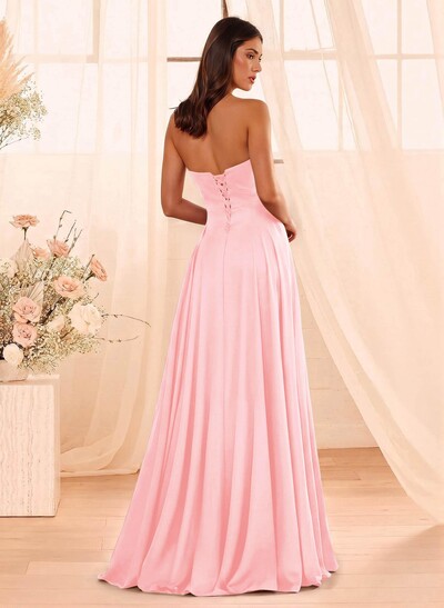 A-Line Sweetheart Sleeveless Floor-Length Chiffon Bridesmaid Dresses