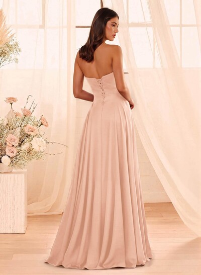 A-Line Sweetheart Sleeveless Floor-Length Chiffon Bridesmaid Dresses
