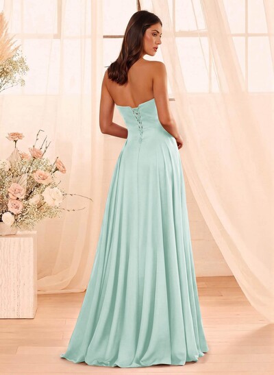 A-Line Sweetheart Sleeveless Floor-Length Chiffon Bridesmaid Dresses