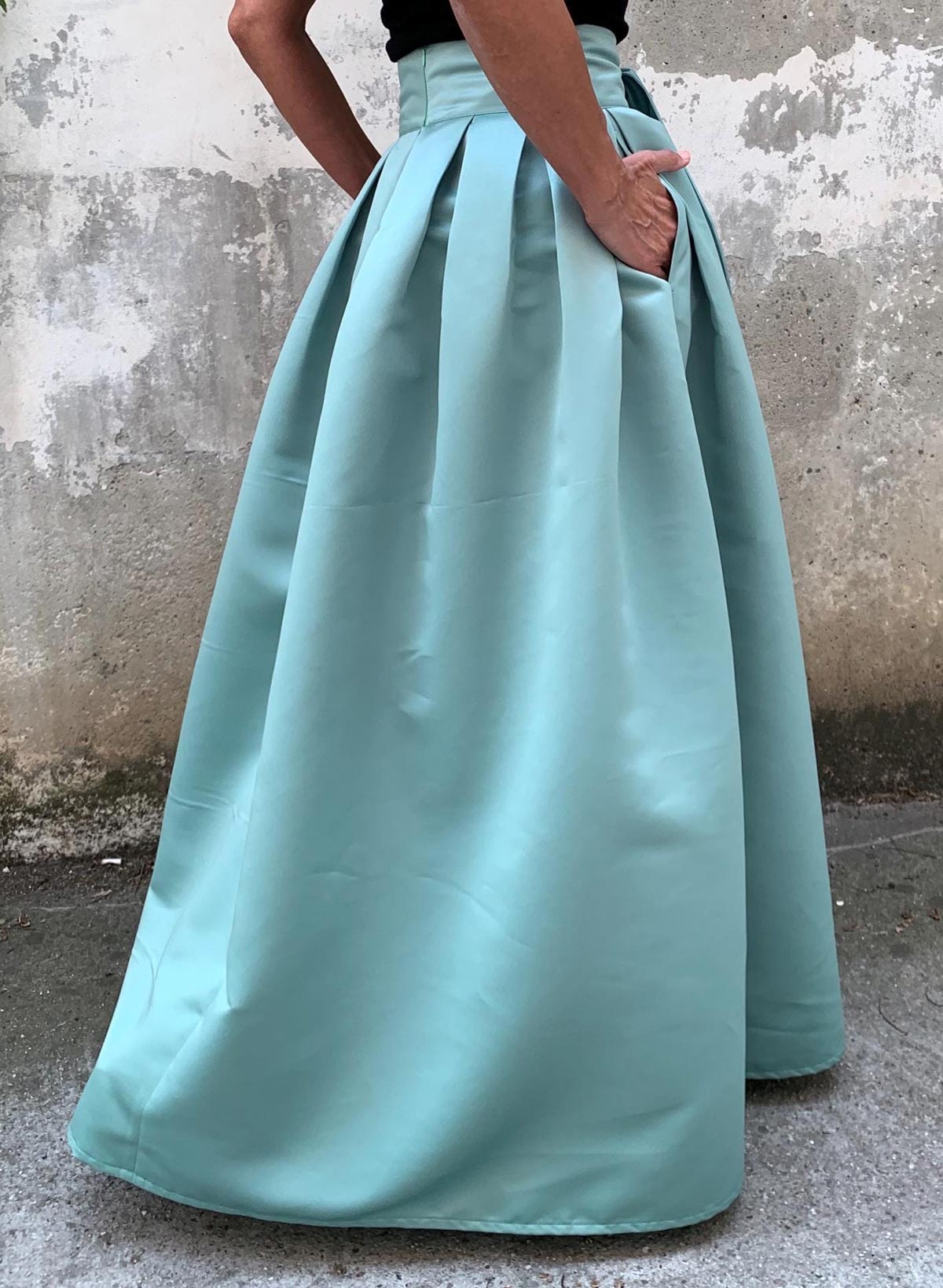 Simple A-Line Floor-Length Satin Skirt With Bow(s) Belt