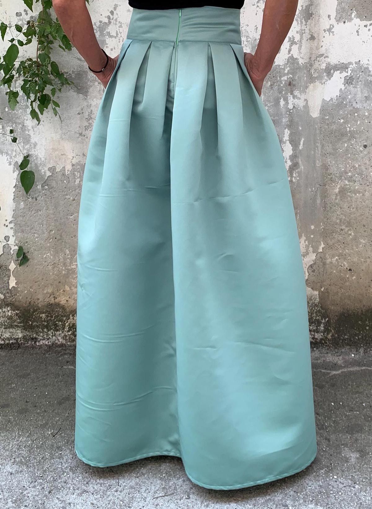Simple A-Line Floor-Length Satin Skirt With Bow(s) Belt