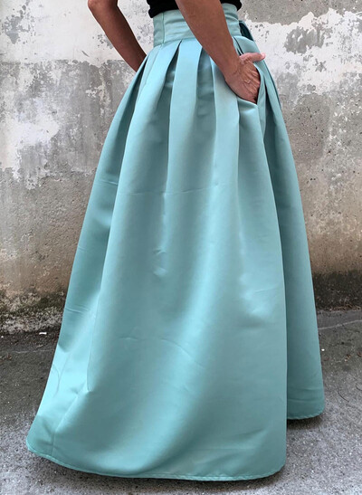 Simple A-Line Floor-Length Satin Skirt With Bow(s) Belt