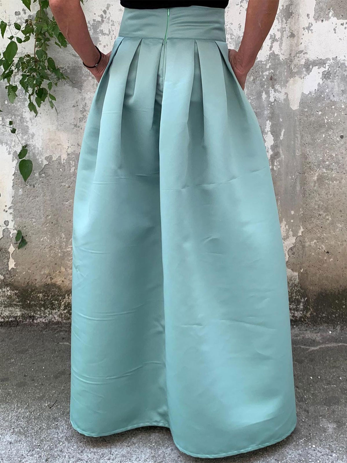 Simple A-Line Floor-Length Satin Skirt With Bow(s) Belt