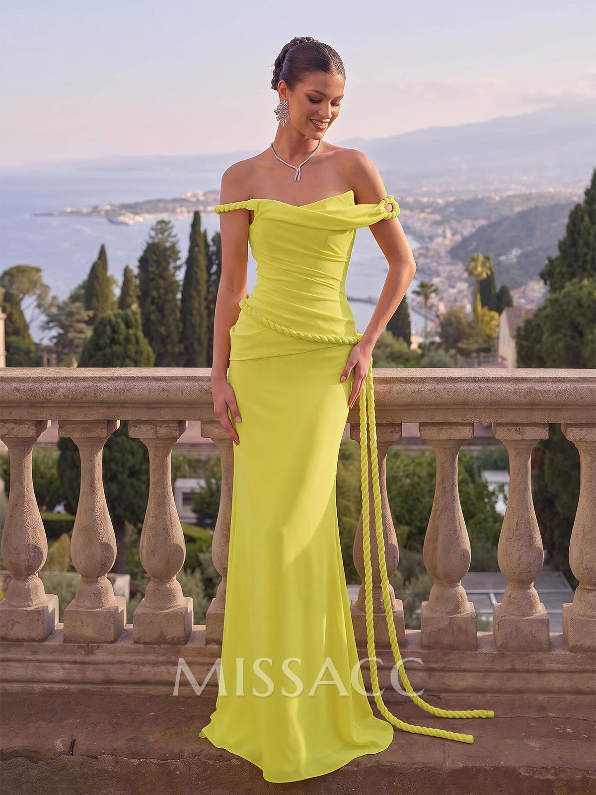 Elegant Off-The-Shoulder Sleeveless Floor-Length Stretch Satin Evening Dresses