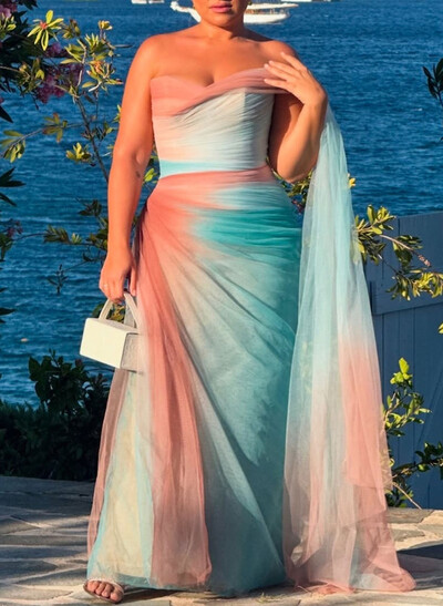 Unique Sweetheart Sleeveless Floor-Length Tulle Evening Dresses