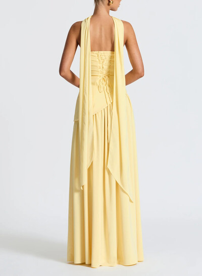 A-Line Sweetheart Sleeveless Floor-Length Stretch Satin Evening Dresses With High Split