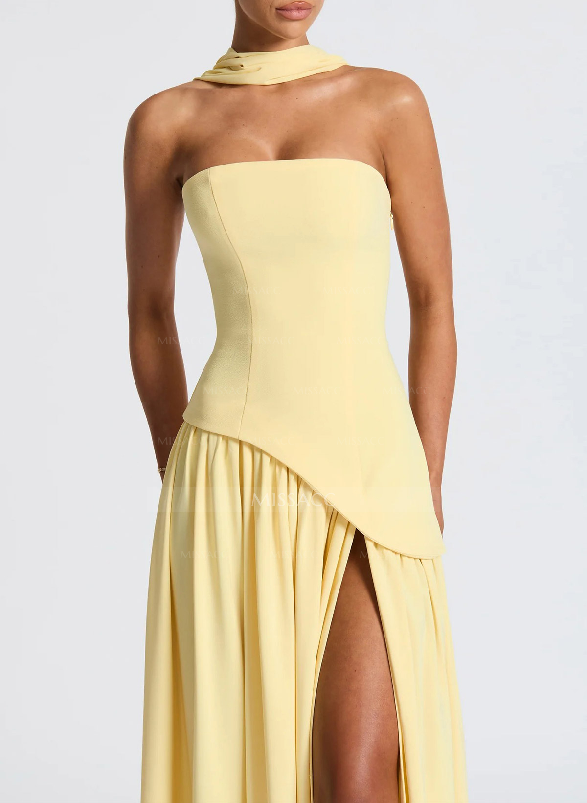 A-Line Sweetheart Sleeveless Floor-Length Stretch Satin Evening Dresses With High Split