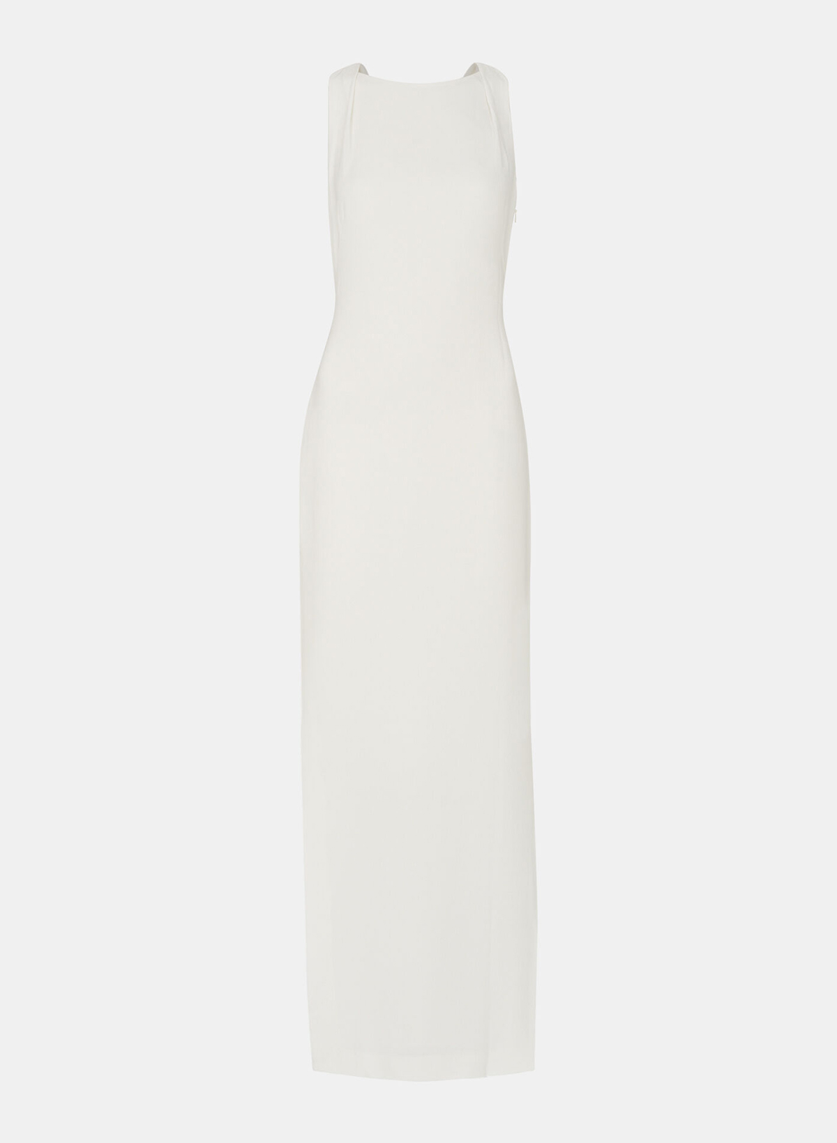 Scoop Neck Sleeveless Floor-Length Stretch Satin Evening Dresses With Split Front/Back Hole