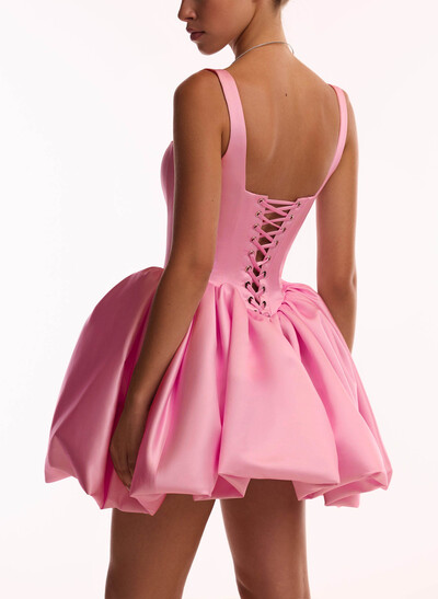 Sweet Square Neckline Sleeveless A-Line Short/Mini Matte Satin Homecoming Dresses