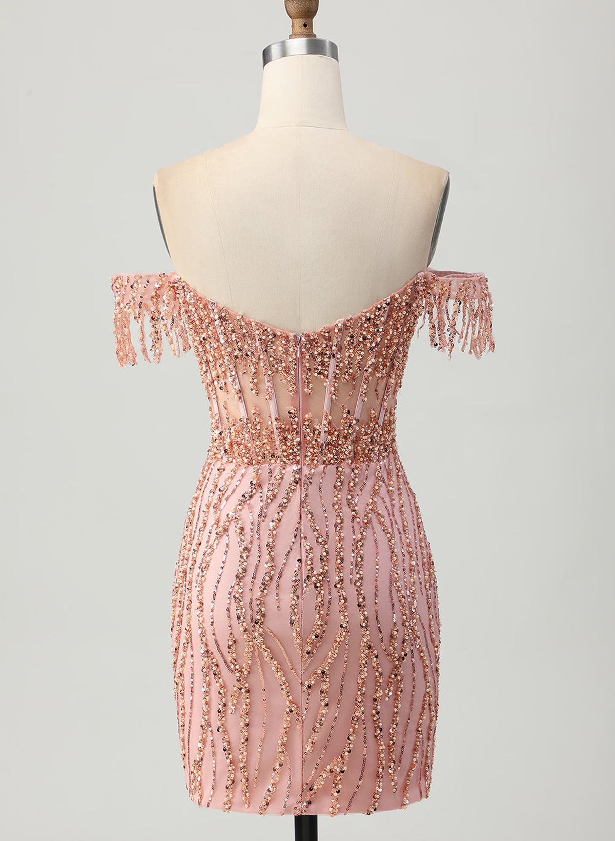 Elegant Sweetheart Off-The-Shoulder Short/Mini Lace/Sequined Homecoming Dresses With Beading