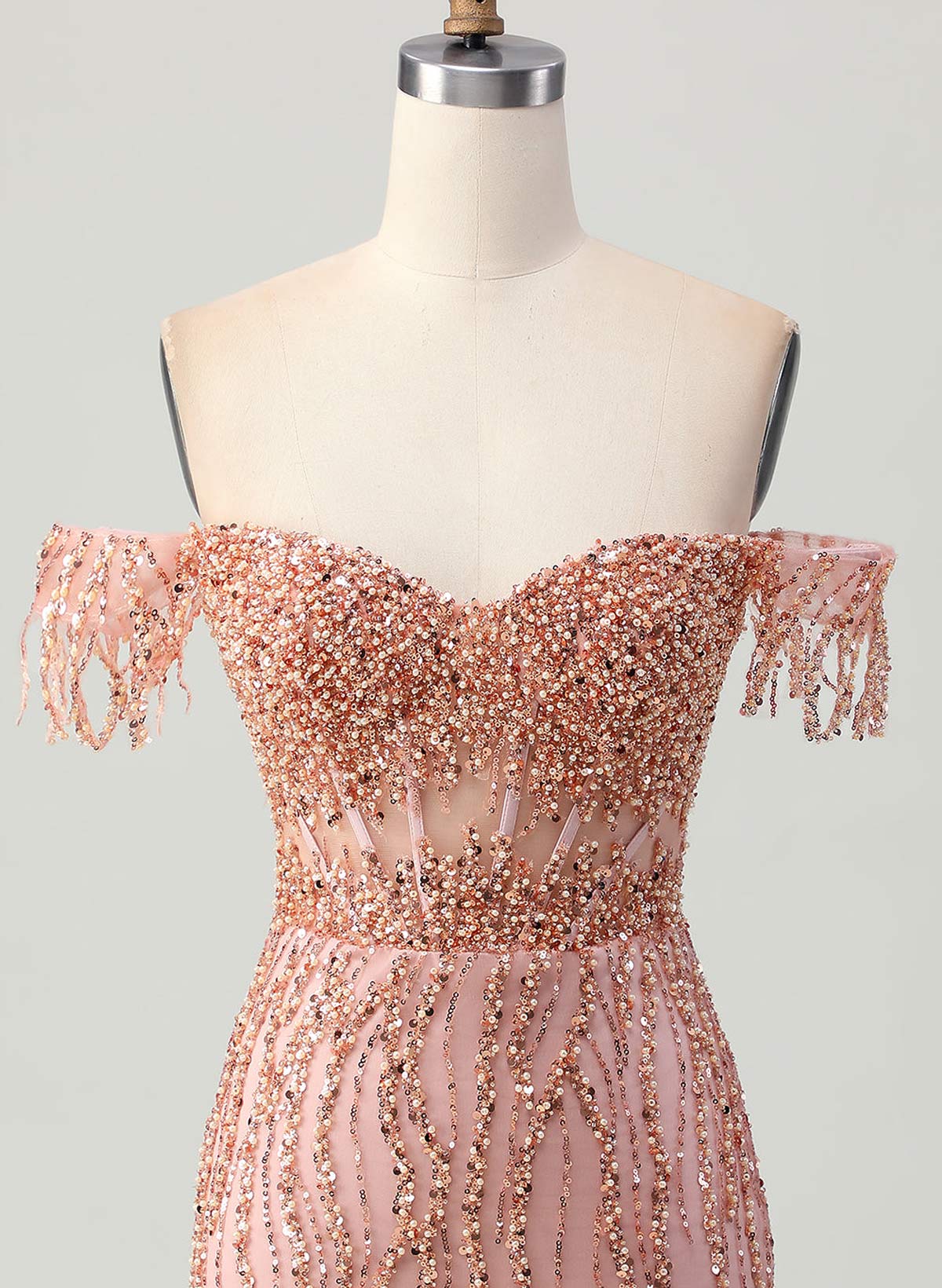 Elegant Sweetheart Off-The-Shoulder Short/Mini Lace/Sequined Homecoming Dresses With Beading