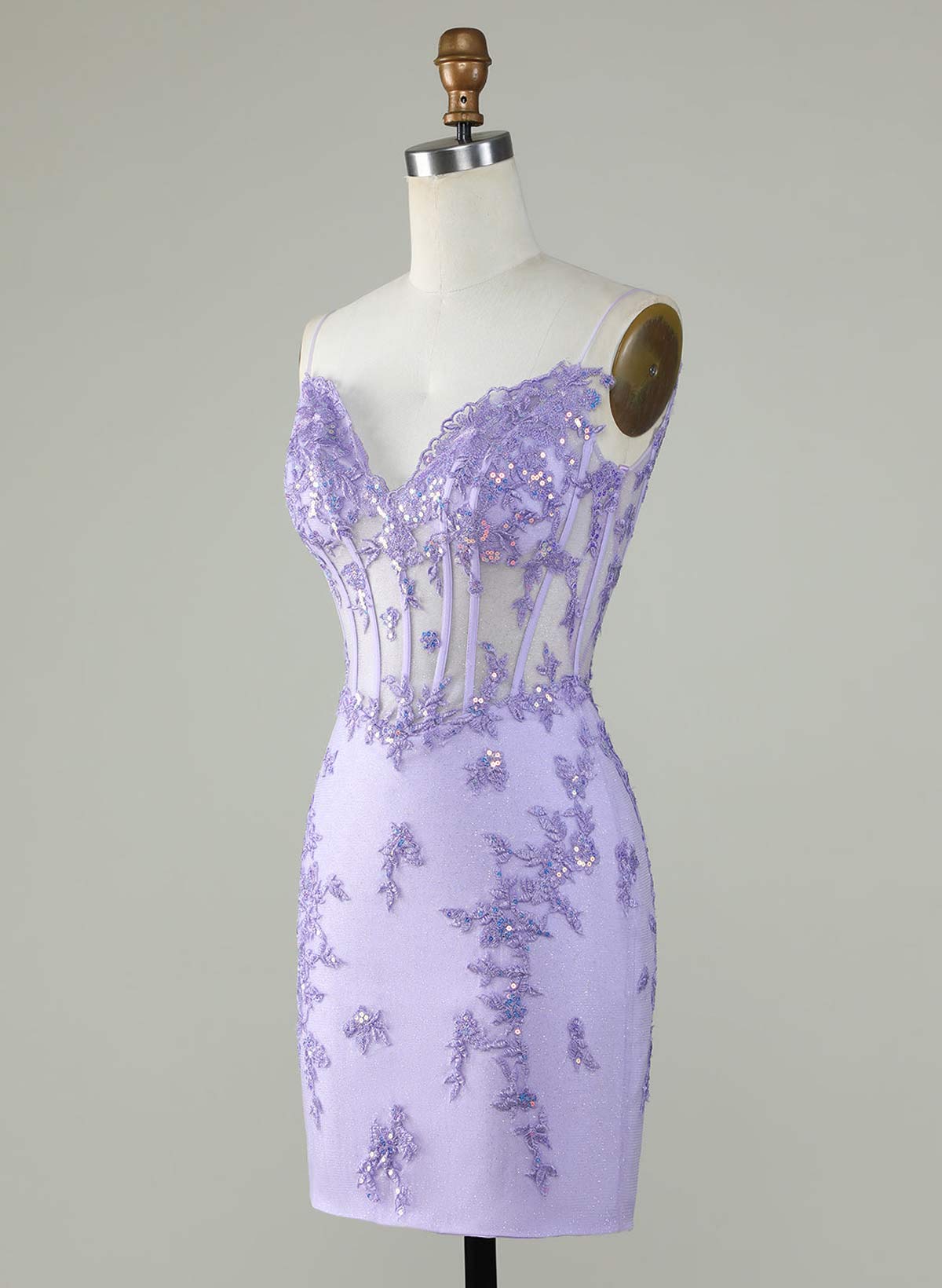 Elegant Sweetheart Sleeveless Spaghetti Straps Short/Mini Lace Sequins Homecoming Dresses