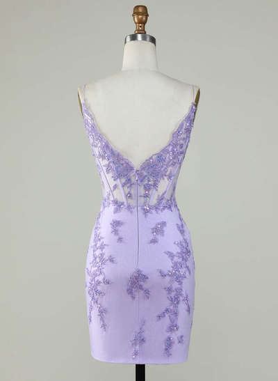 Elegant Sweetheart Sleeveless Spaghetti Straps Short/Mini Lace Sequins Homecoming Dresses