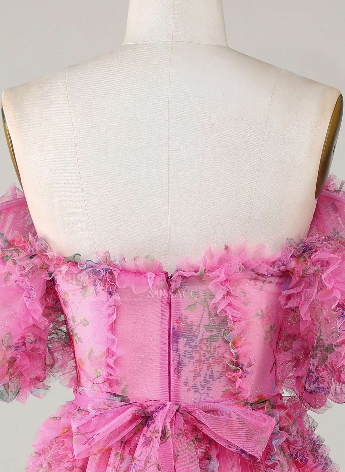 Sweetheart Off-The-Shoulder Short Sleeves A-Line Short/Mini Tulle Chiffon Homecoming Dresses With Ruffle/Bow(s)