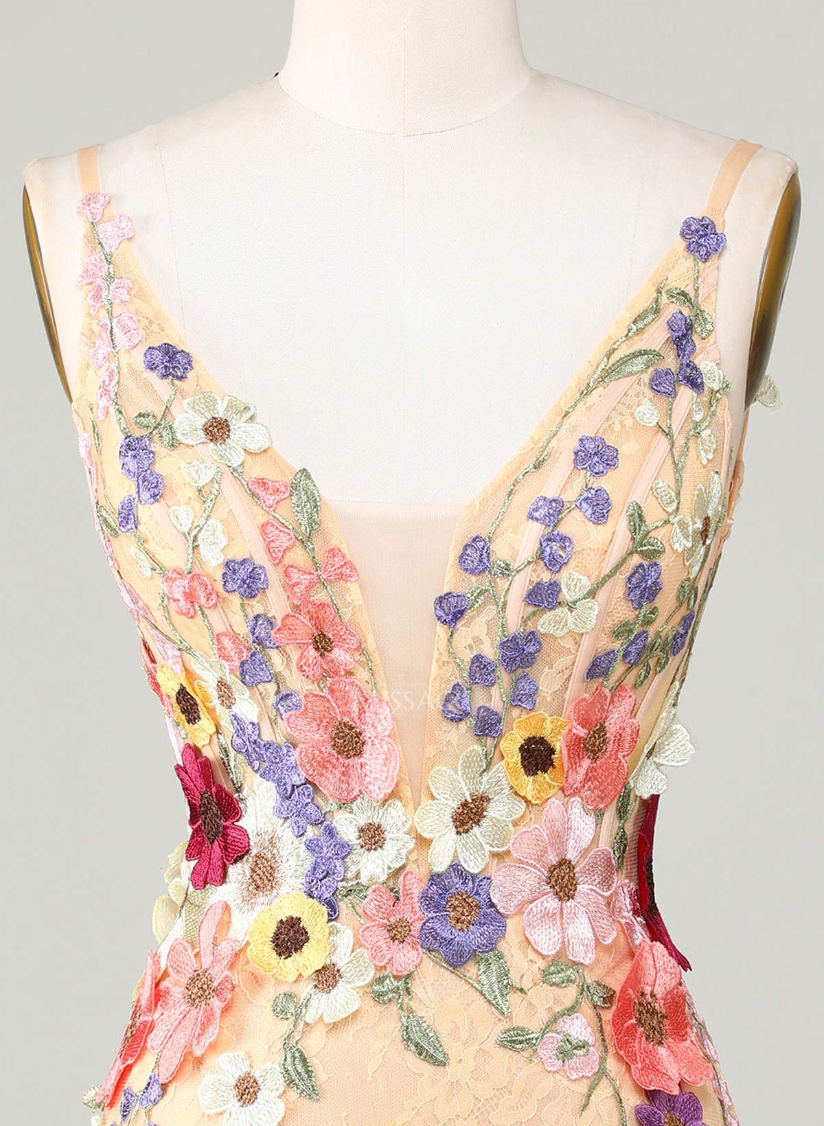 Flower(s) V-Neck Spaghetti Straps Sleeveless Short/Mini Lace/Tulle Homecoming Dresses