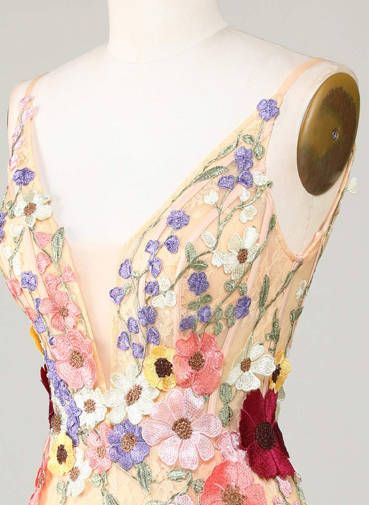 Flower(s) V-Neck Spaghetti Straps Sleeveless Short/Mini Lace/Tulle Homecoming Dresses
