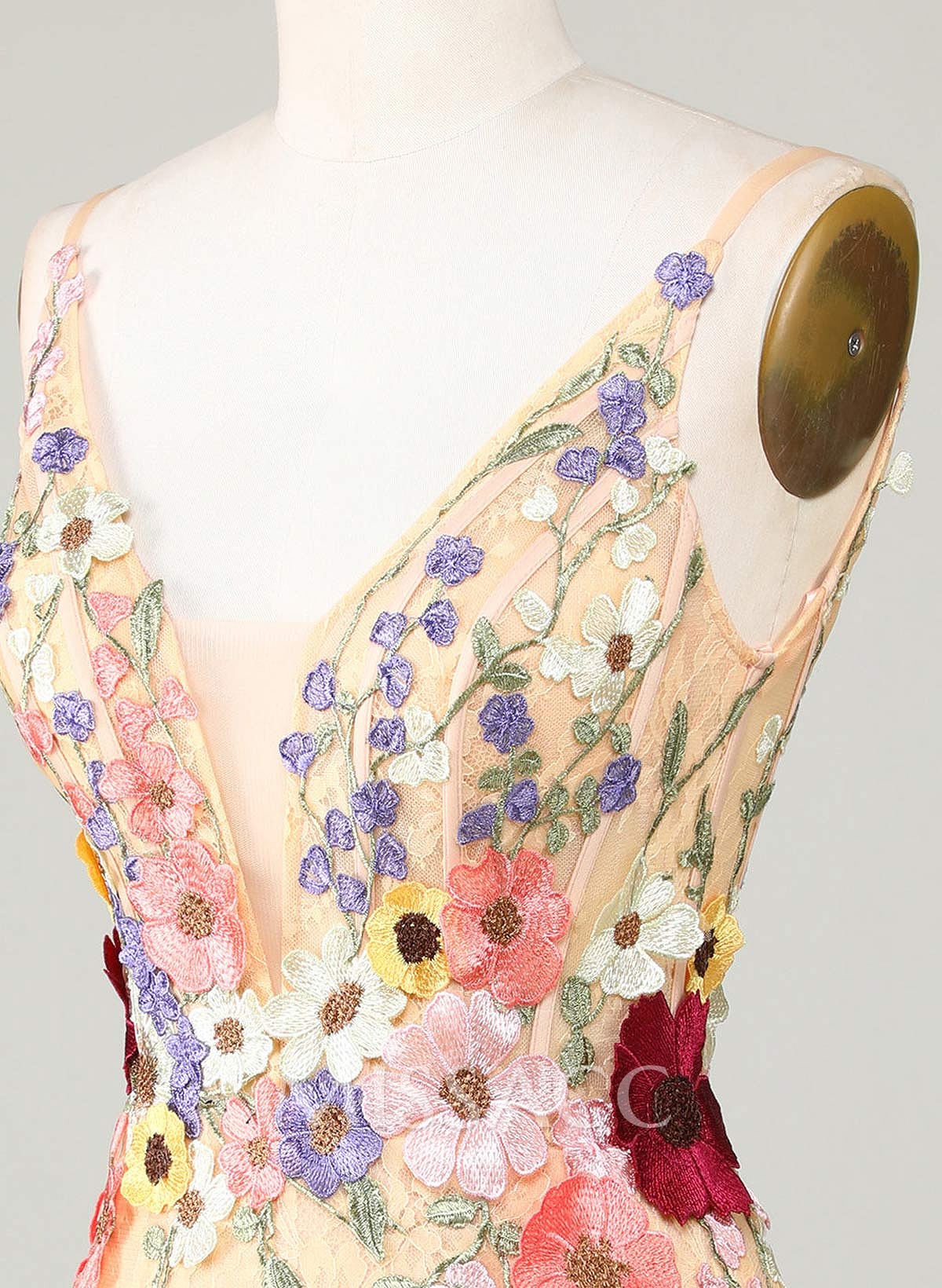 Flower(s) V-Neck Spaghetti Straps Sleeveless Short/Mini Lace/Tulle Homecoming Dresses