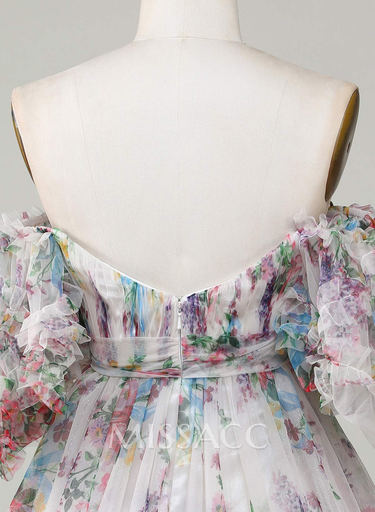 Pleated Bow(s) Sweetheart Off-The-Shoulder Ruffle Short Sleeves A-Line Short/Mini Chiffon Homecoming Dresses