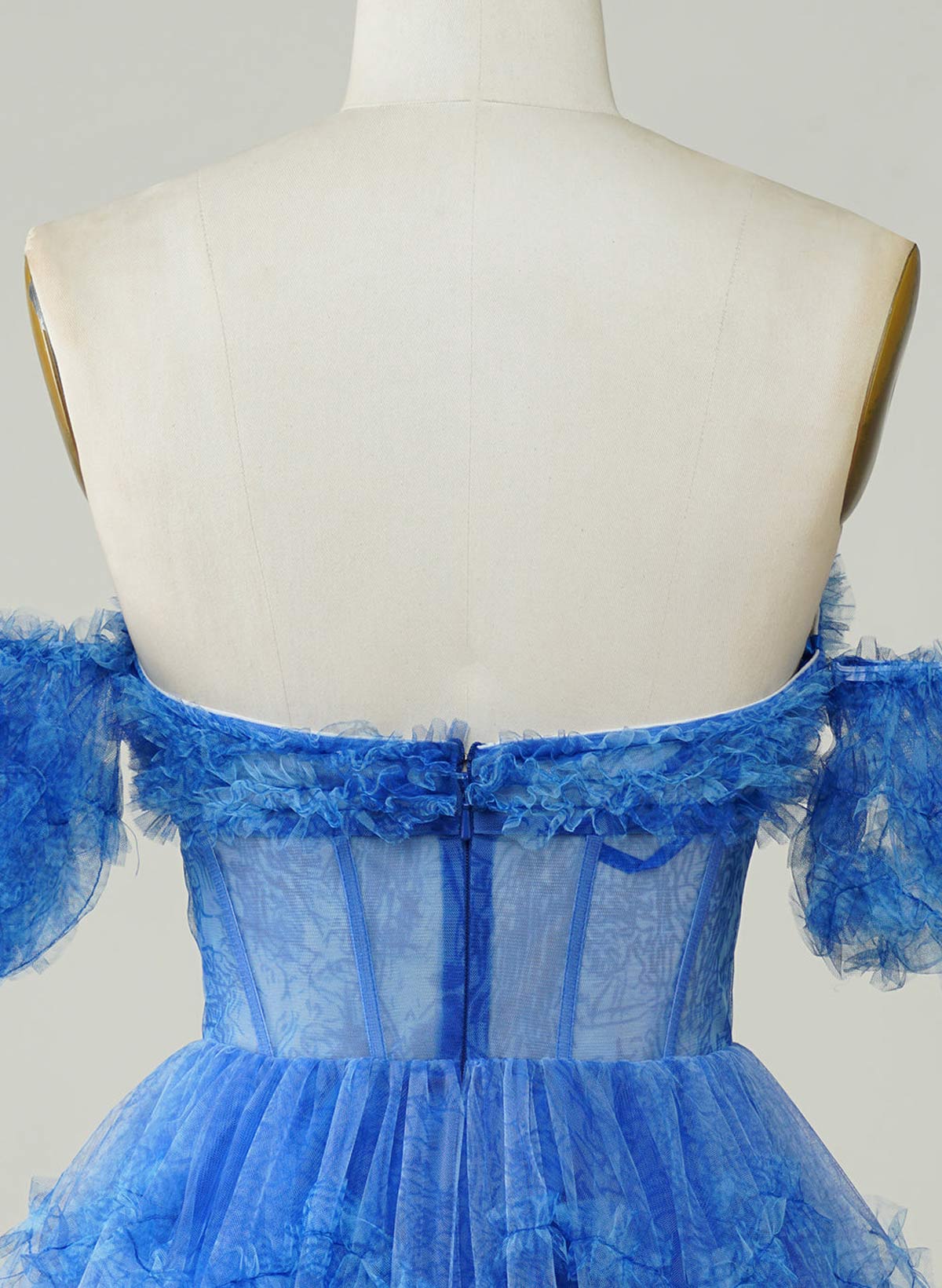 Sweetheart Off-The-Shoulder A-Line Short/Mini Chiffon/Tulle Homecoming Dresses With Ruffle