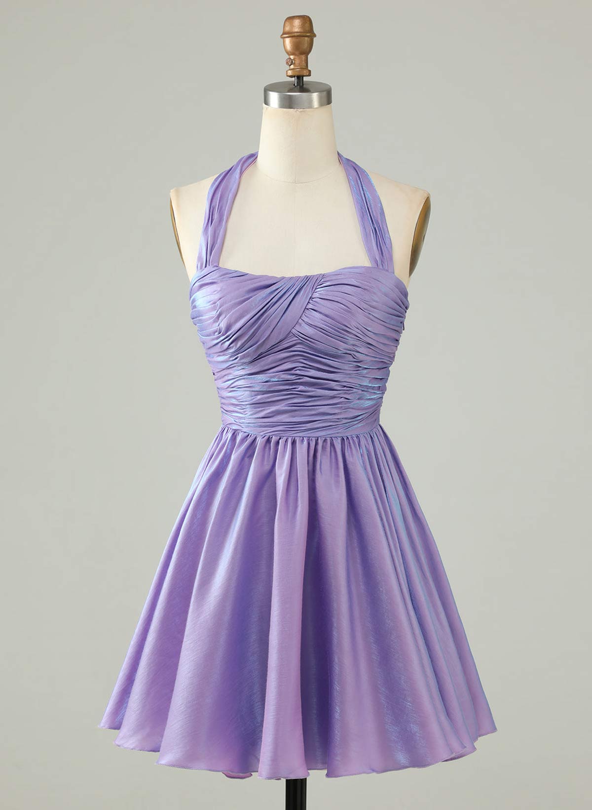 Sparkle & Shine Pleated Halter Sleeveless A-Line Short/Mini Homecoming Dresses