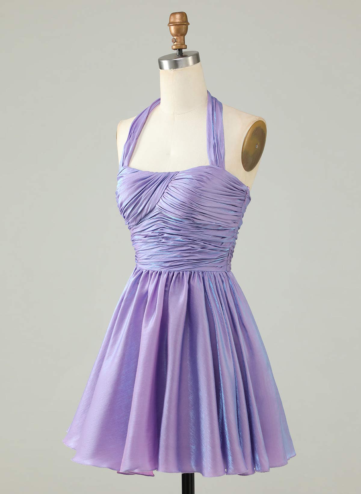 Sparkle & Shine Pleated Halter Sleeveless A-Line Short/Mini Homecoming Dresses