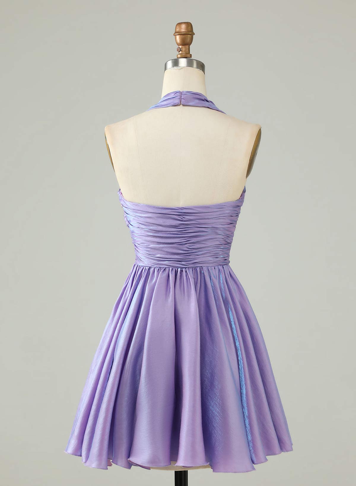 Sparkle & Shine Pleated Halter Sleeveless A-Line Short/Mini Homecoming Dresses