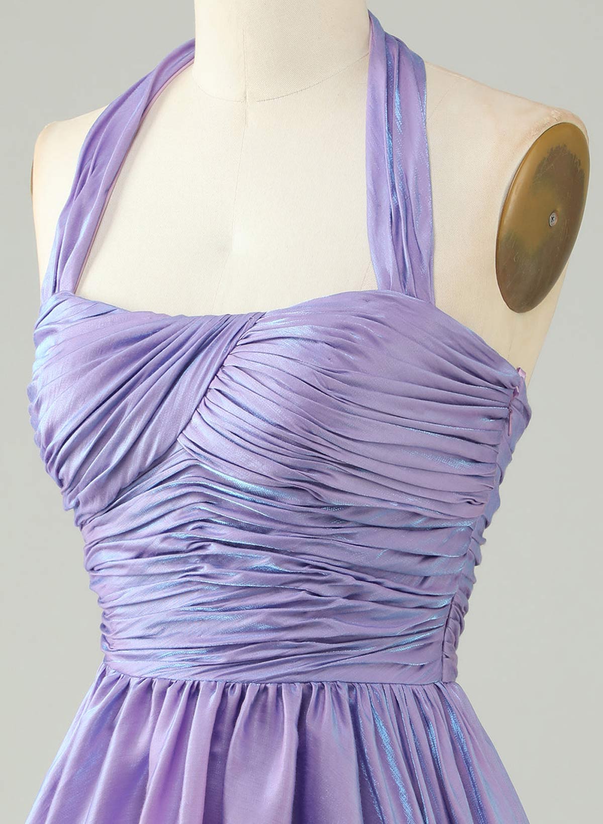 Sparkle & Shine Pleated Halter Sleeveless A-Line Short/Mini Homecoming Dresses
