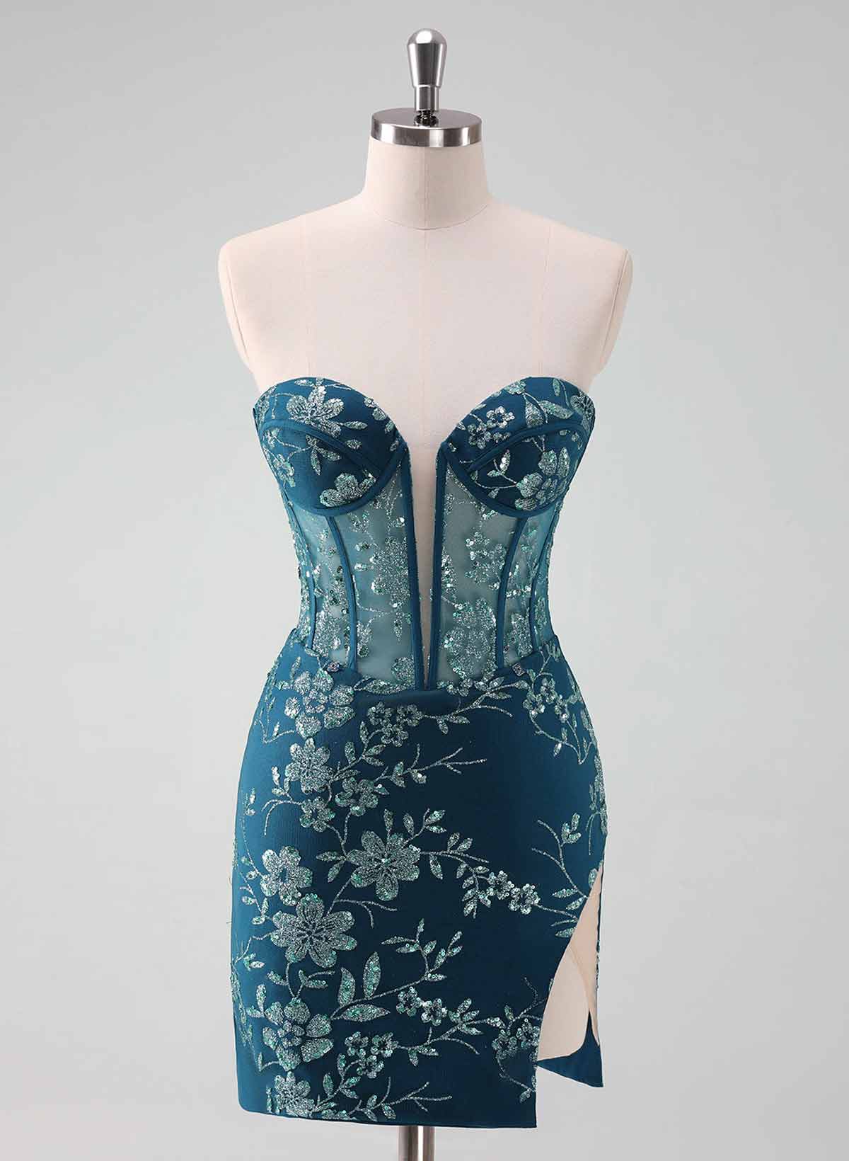 Flower(s) Lace Sequined Sweetheart Detachable Tulle Length Homecoming Dresses