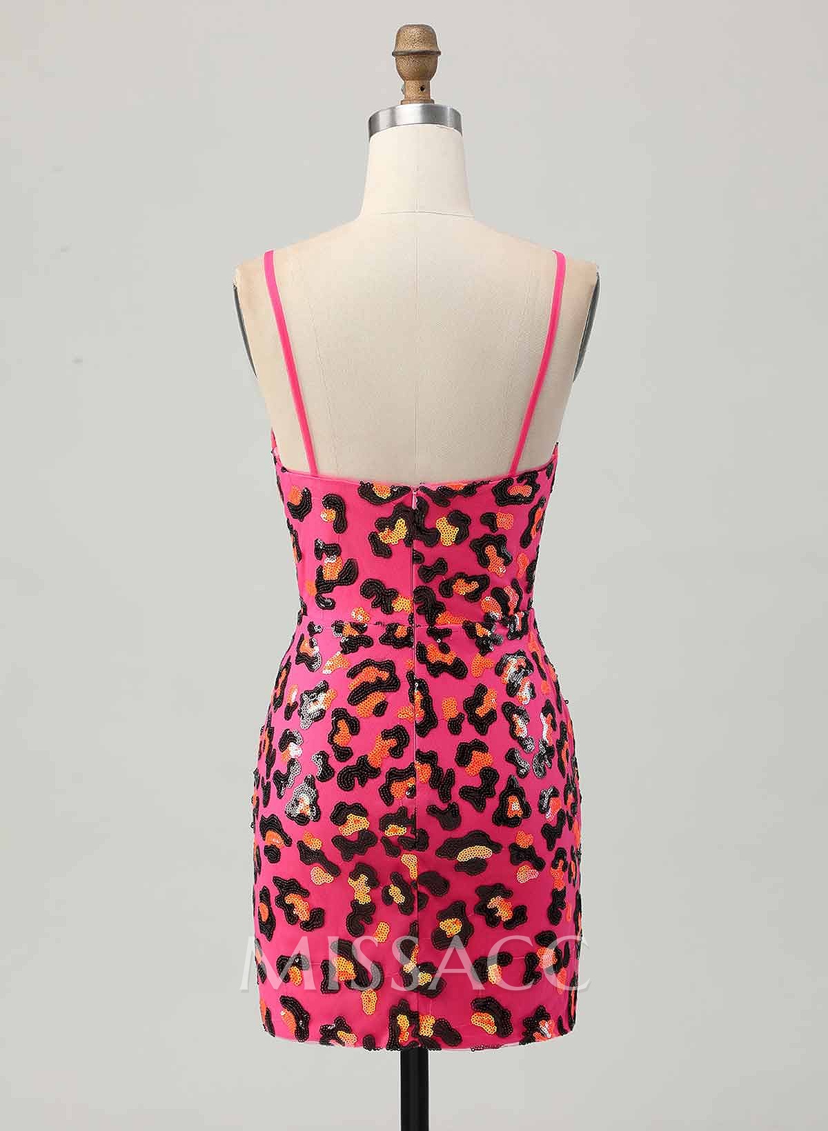 V-Neck Spaghetti Straps Sleeveless Short/Mini Sheath/Column Sequined Homecoming Dresses