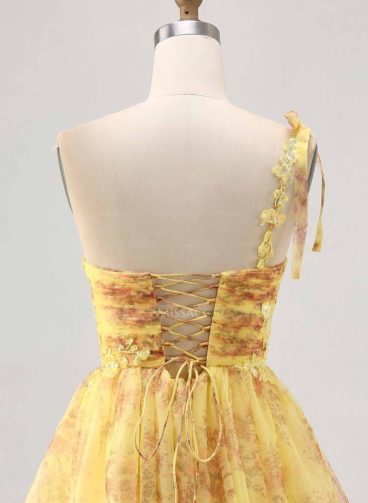 Sweetheart Flower(s) One-Shoulder A-Line Short/Mini Lace/Chiffon/Sequined Homecoming Dresses