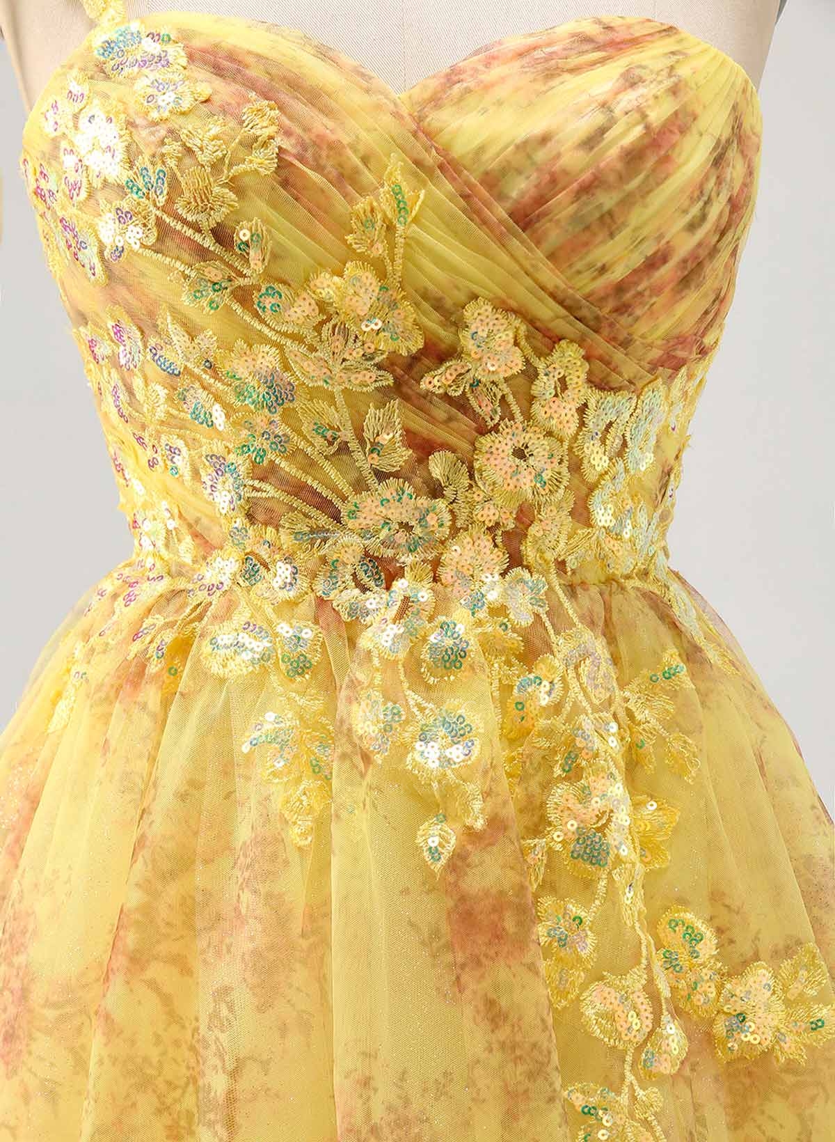 Sweetheart Flower(s) One-Shoulder A-Line Short/Mini Lace/Chiffon/Sequined Homecoming Dresses