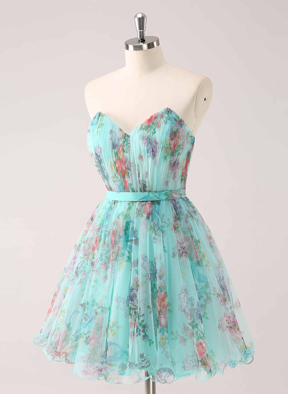 Pleated Sweetheart Sleeveless A-Line Short/Mini Chiffon Homecoming Dresses With Bow(s)