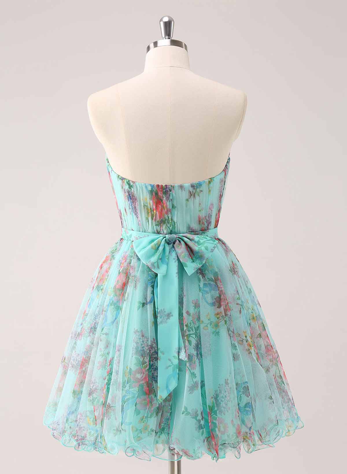 Pleated Sweetheart Sleeveless A-Line Short/Mini Chiffon Homecoming Dresses With Bow(s)