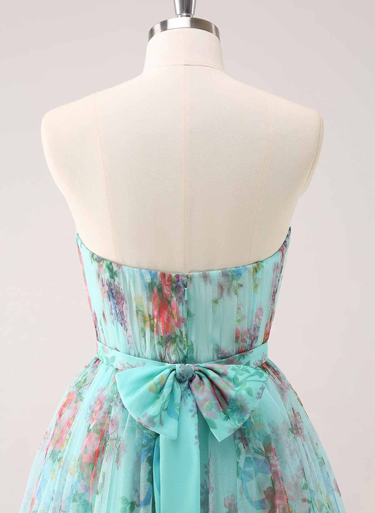 Pleated Sweetheart Sleeveless A-Line Short/Mini Chiffon Homecoming Dresses With Bow(s)