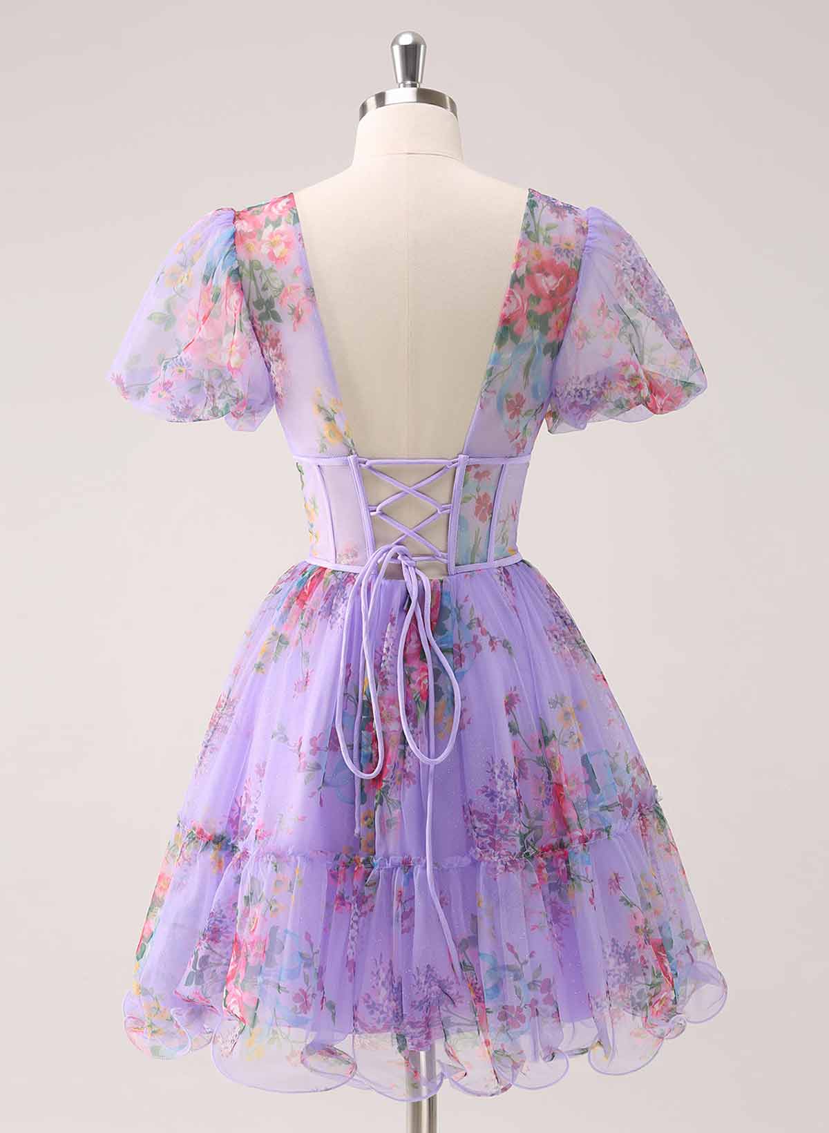 Elegant V-Neck Short Sleeves A-Line Short/Mini Chiffon Homecoming Dresses With Bow(s)