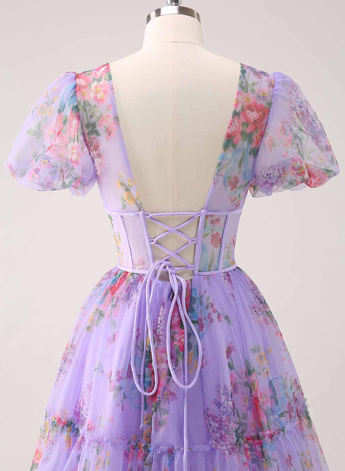 Elegant V-Neck Short Sleeves A-Line Short/Mini Chiffon Homecoming Dresses With Bow(s)
