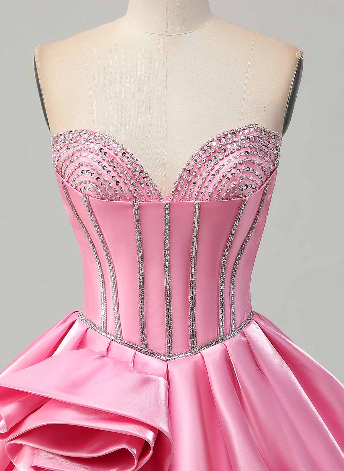 Beading Sweetheart Sleeveless A-Line Short/Mini Liquid Satin Homecoming Dresses With Ruffle