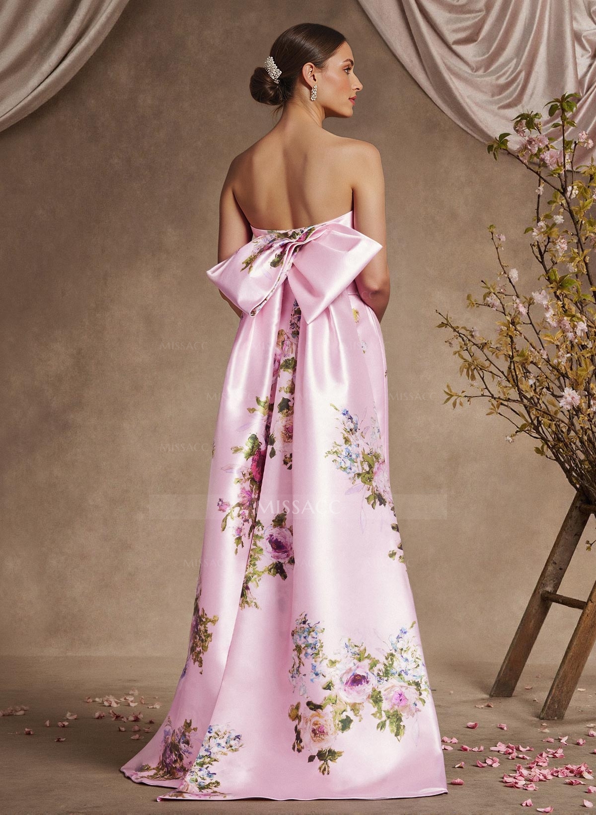 Sheath/Column Strapless Floor-Length Mother Of The Bride Dresses With Bow(s)/Flower(s)
