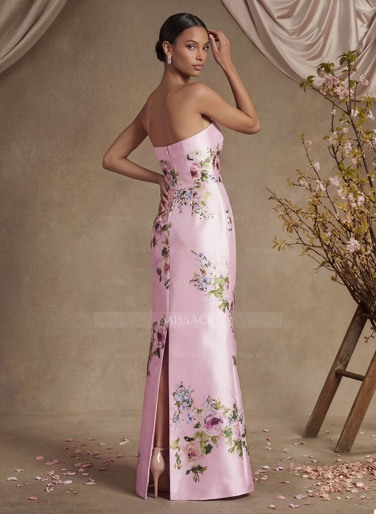 Sheath/Column Strapless Floor-Length Mother Of The Bride Dresses With Bow(s)/Flower(s)