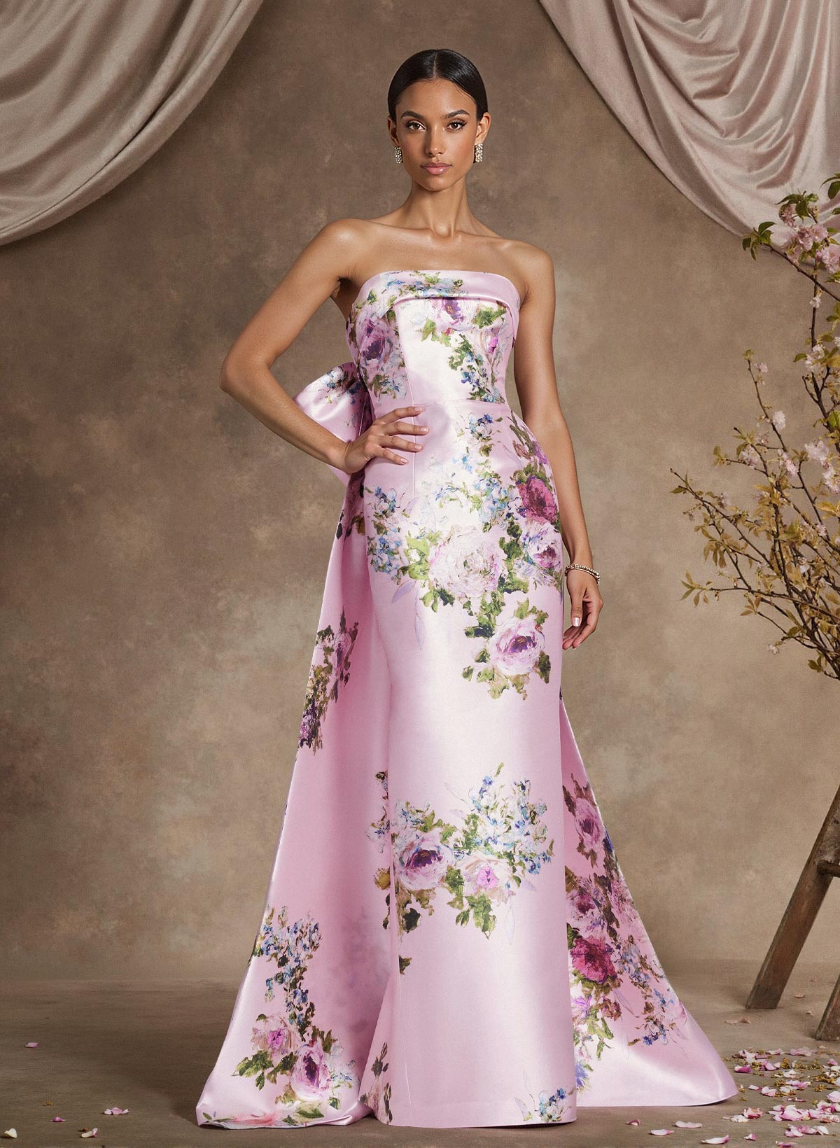Sheath/Column Strapless Floor-Length Mother Of The Bride Dresses With Bow(s)/Flower(s)
