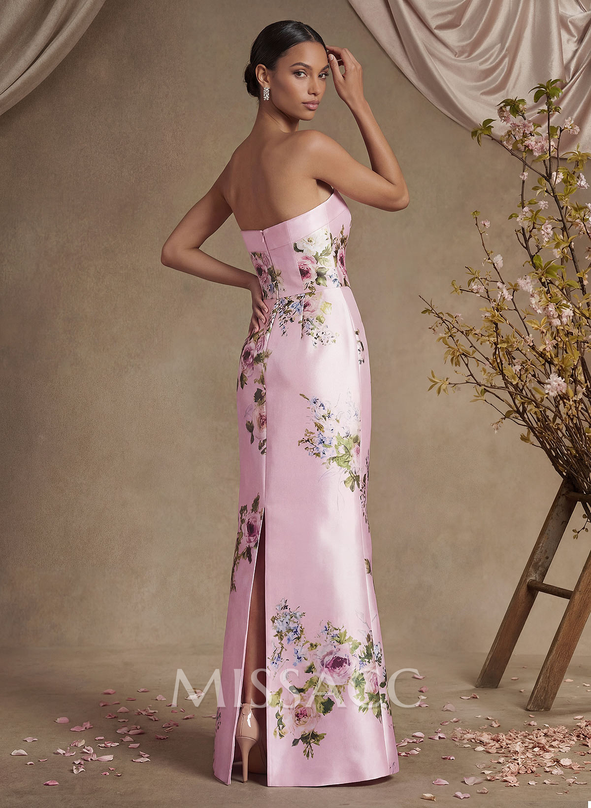 Sheath/Column Strapless Floor-Length Mother Of The Bride Dresses With Bow(s)/Flower(s)