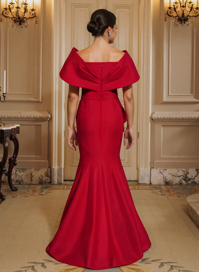 Elegant Off-The-Shoulder Mermaid Floor-Length Satin Mother Of The Bride Dresses With Ruffle