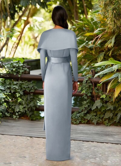 Elegant V-Neck Long Sleeves Floor-Length Crepe Satin Mother Of The Bride Dresses
