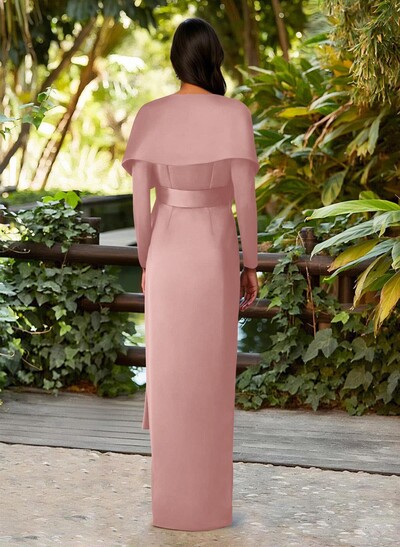 Elegant V-Neck Long Sleeves Floor-Length Crepe Satin Mother Of The Bride Dresses