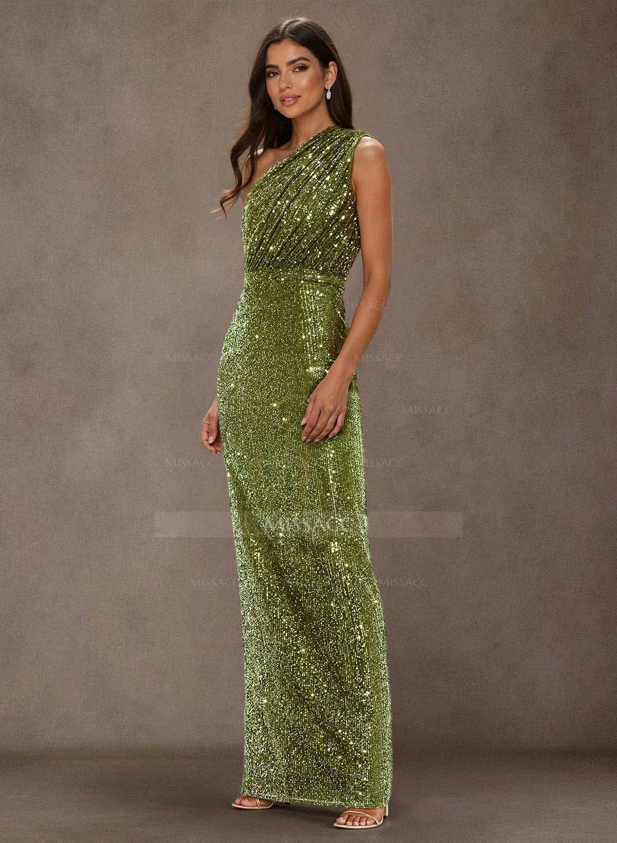 Sparkle & Shine One-Shoulder Back Slit Floor-Length Sequined Mother Of The Bride Dresses - Missacc Australia Sparkle & Shine One-Shoulder Back Slit Floor-Length Sequined Mother Of The Bride Dresses - Missacc Australia