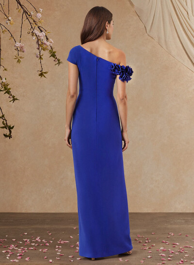 Elegant Flower(s) Asymmetrical Neckline High Split Floor-Length Elastic Satin Mother Of The Bride Dresses