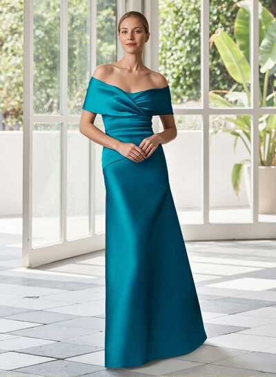 Elegant Off-The-Shoulder A-Line Floor-Length Satin Mother Of The Bride Dresses