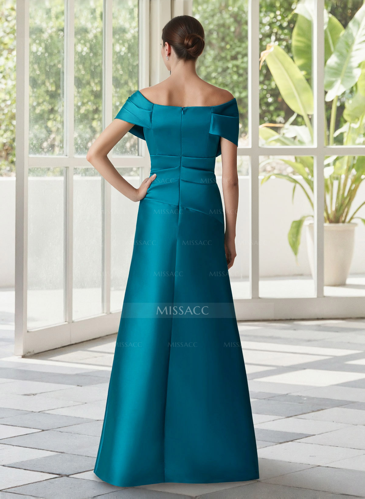 Elegant Off-The-Shoulder A-Line Floor-Length Satin Mother Of The Bride Dresses