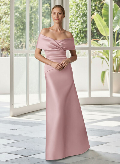 Elegant Off-The-Shoulder A-Line Floor-Length Satin Mother Of The Bride Dresses