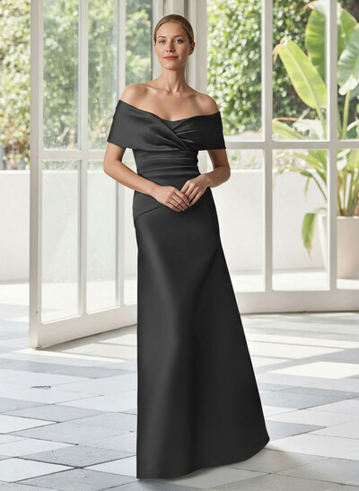 Elegant Off-The-Shoulder A-Line Floor-Length Satin Mother Of The Bride Dresses
